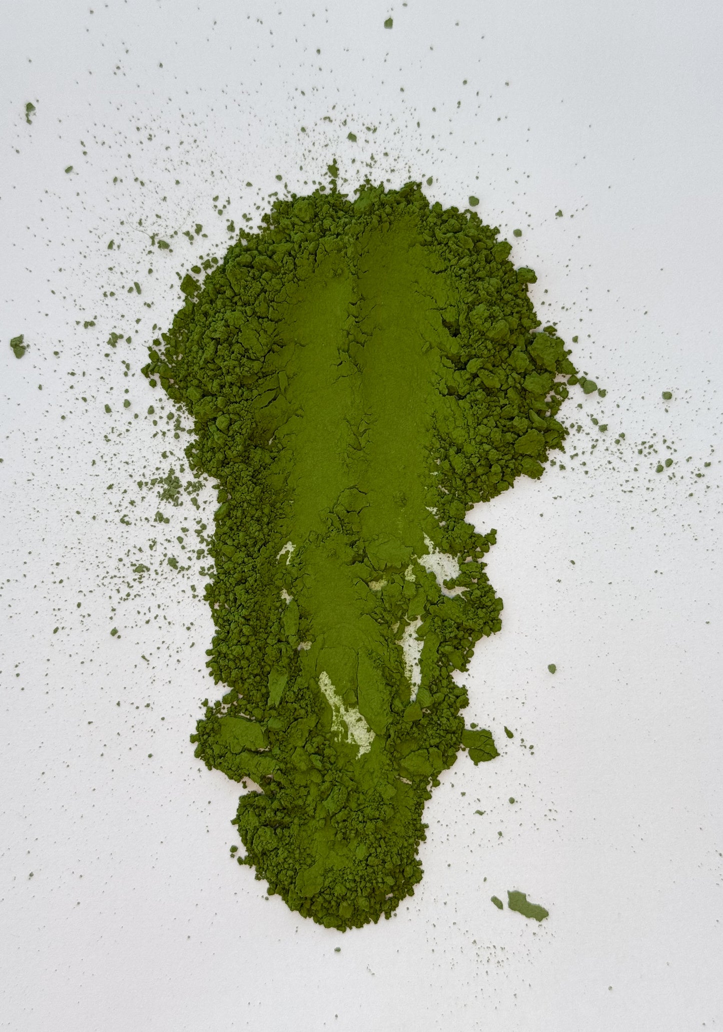 Samidori ceremonial grade matcha powder - closeup and swiped down